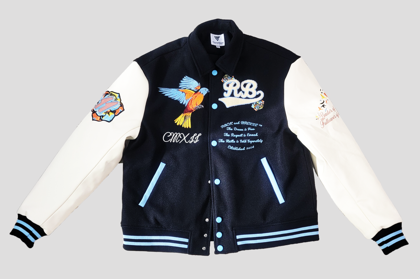 Free Bird Varsity Jacket – Black | Statement Streetwear Jacket – Rock & Breeze
