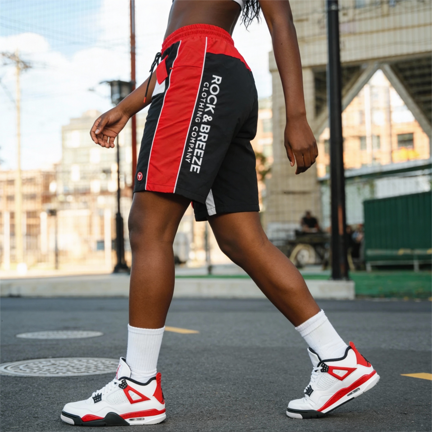 Black utility shorts sideview